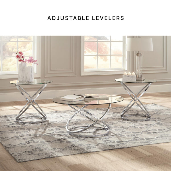 Chrome Round 3-Piece Coffee Table and End Table Set