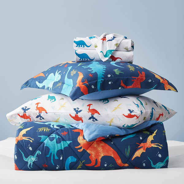 Kids Dinosaur Bedding Set — 5-Piece Comforter Set with Sheets