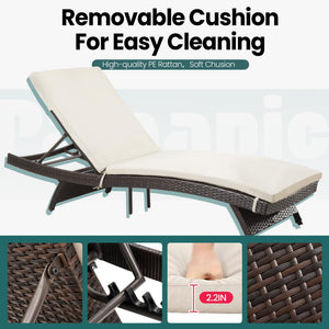 Outdoor Patio Chaise Lounge Set with Adjustable Backrest & Cushions