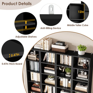 21-Cube Tall Bookshelf with Adjustable Shelves