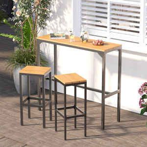 3-Piece Outdoor High Top Bar Set with 47" Table and 2 Bar Stools