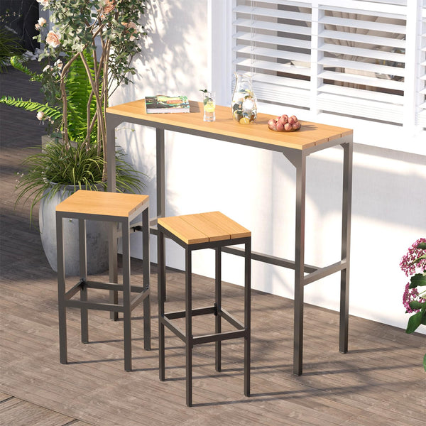 3-Piece Outdoor High Top Bar Set with 47" Table and 2 Bar Stools