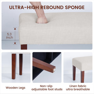 Upholstered Bedroom Bench with Wood Legs