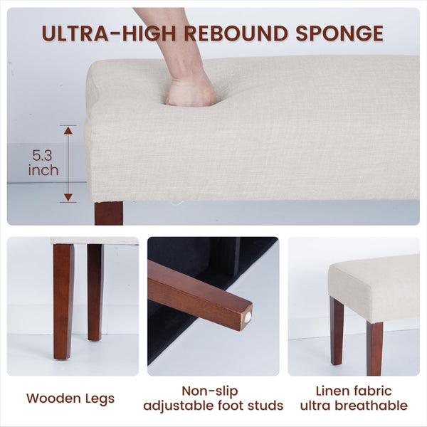 Upholstered Bedroom Bench with Wood Legs