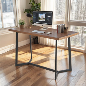 Industrial Solid Wood Dining Table & Desk with Metal Legs