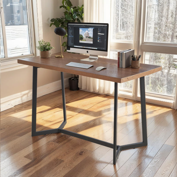 Industrial Solid Wood Dining Table & Desk with Metal Legs