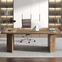 70" Large Executive Desk with Storage Shelves, Industrial Wood