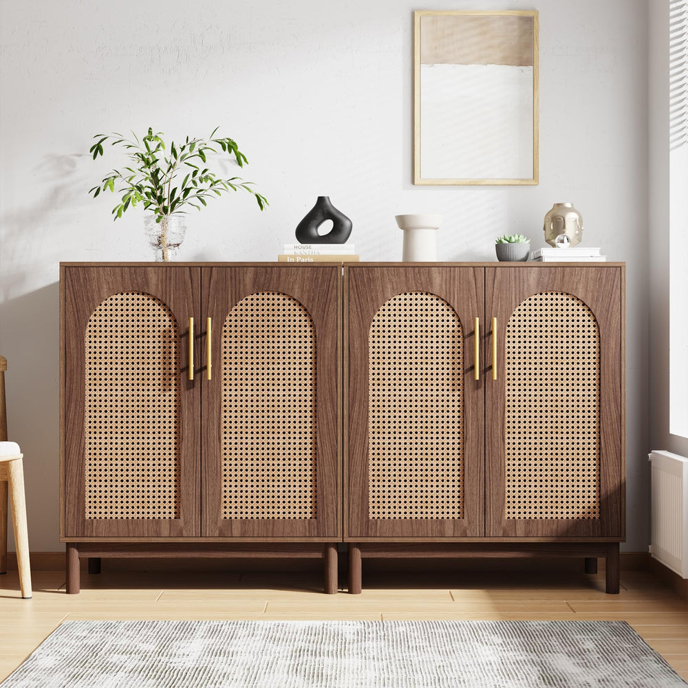 Rattan Sideboard Buffet Cabinet with Storage, 59 Inch