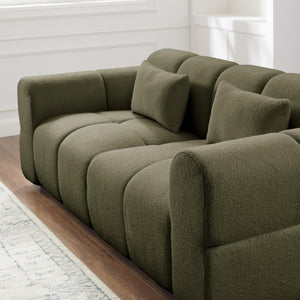 Modern 3-Seater Loveseat Sofa with Lambswool Upholstery