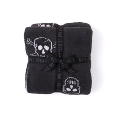 Skull Pattern Reversible Throw Blanket — Carbon & Almond, 54" x 72"