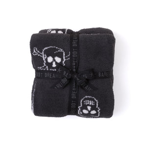 Skull Pattern Reversible Throw Blanket — Carbon & Almond, 54" x 72"