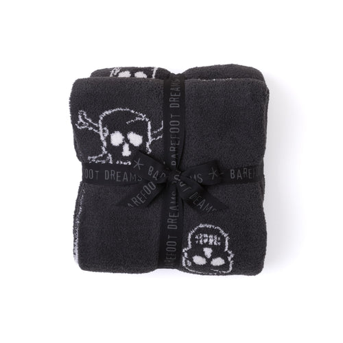 Skull Pattern Reversible Throw Blanket — Carbon & Almond, 54" x 72"