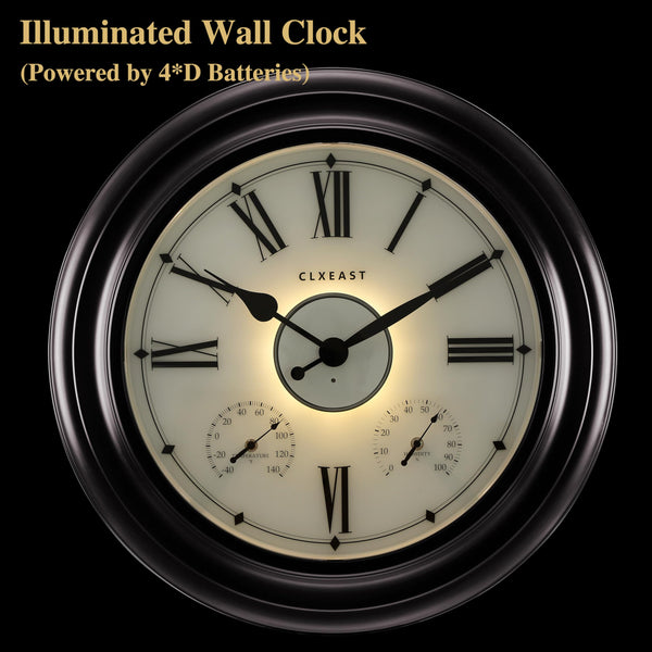 24-Inch Outdoor Wall Clock with Thermometer & Hygrometer – Oil Rubbed Bronze