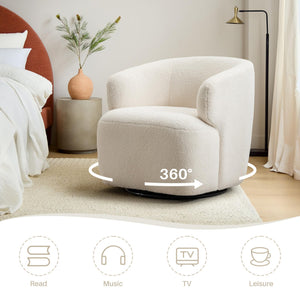 360° Swivel Barrel Accent Chair – Boucle Upholstered