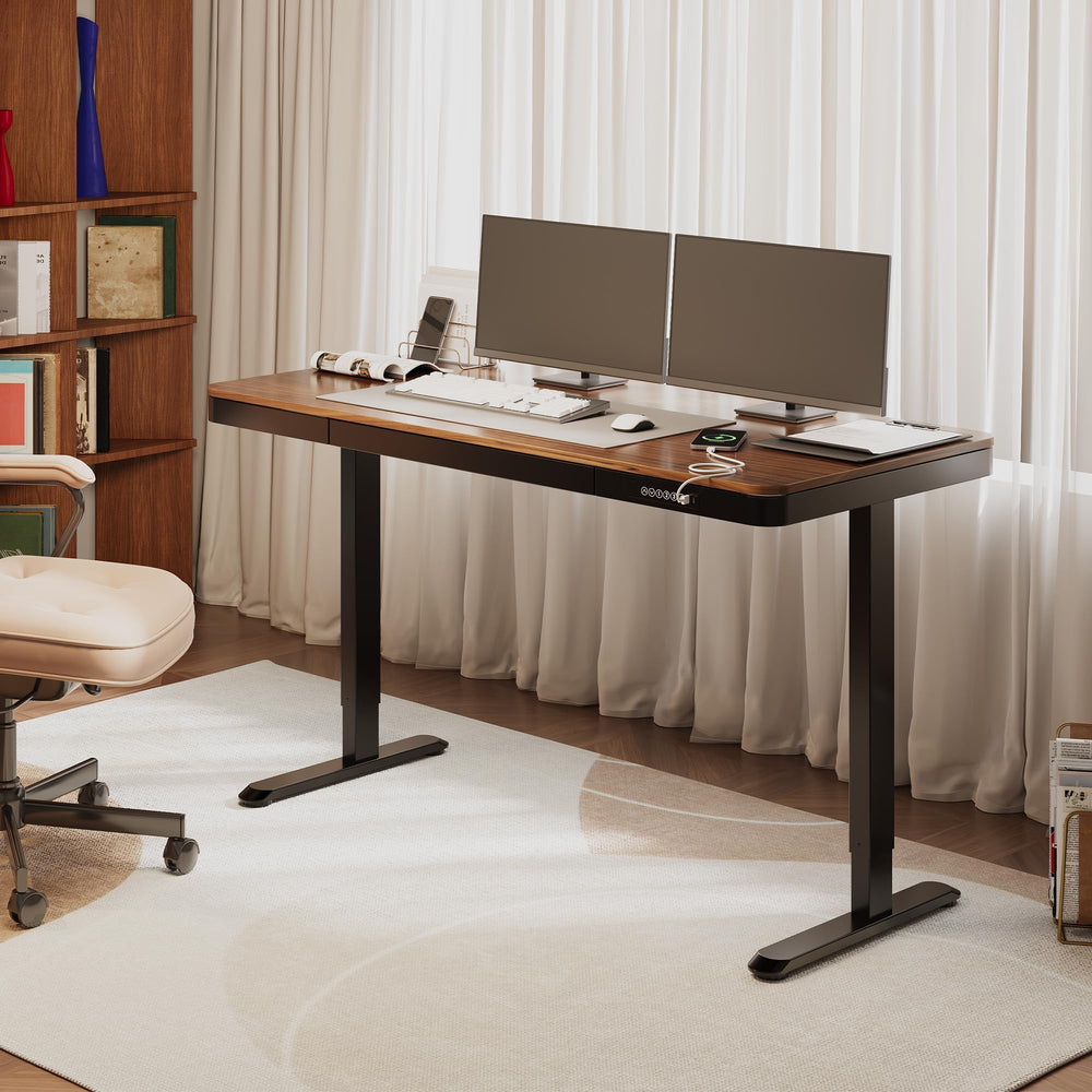 55-Inch Electric Standing Desk with Drawer & USB Charging