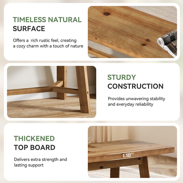 Solid Wood Farmhouse Dining Bench