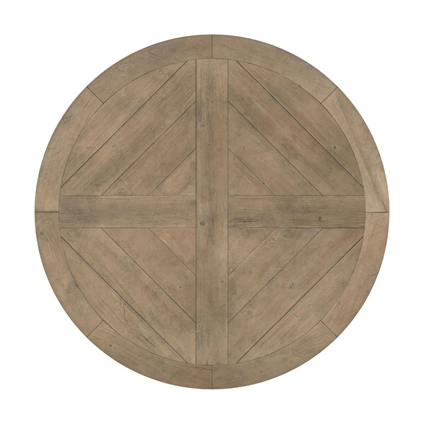 60-Inch Round Farmhouse Pedestal Dining Table – Pine Wood