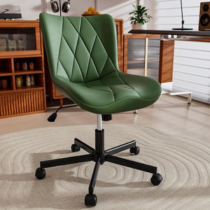 Armless Adjustable Desk Chair – PU Leather, Memory Foam Seat