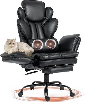 Wide Seat Reclining Office Chair with Flip Armrests & Footrest