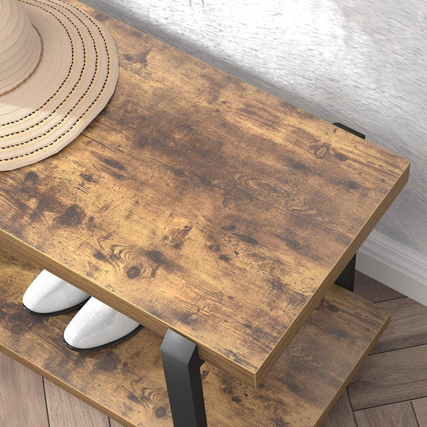 Entryway Bench with Shoe Storage, Industrial Style, 47"