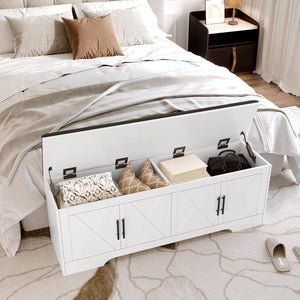 Farmhouse Storage Bench with Lift Top – 47.2" Cushioned Entryway Bench