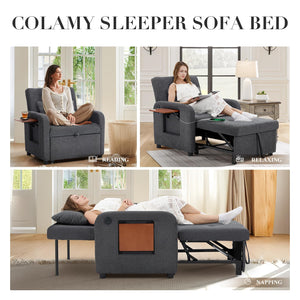 Convertible Sleeper Chair with USB Port & Foldable Table