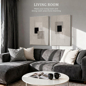 Large Abstract Wall Art Set of 2 – 24x36 Inch Framed Sandstone Canvas