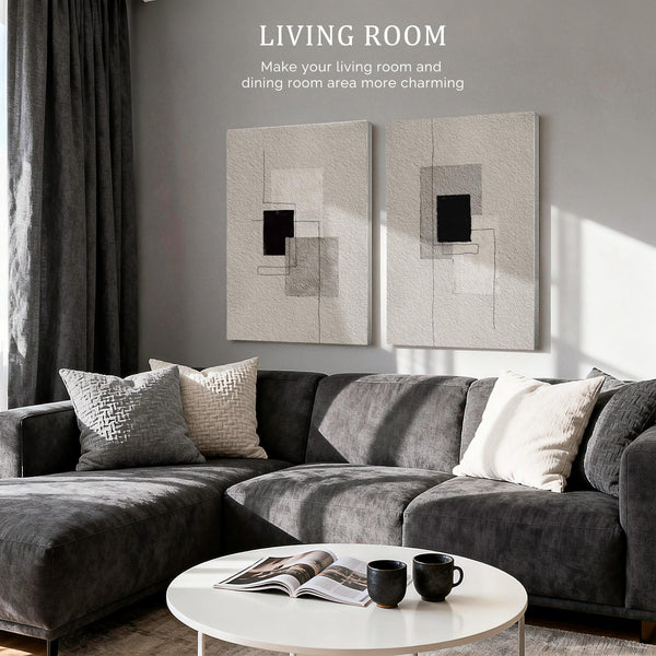 Large Abstract Wall Art Set of 2 – 24x36 Inch Framed Sandstone Canvas