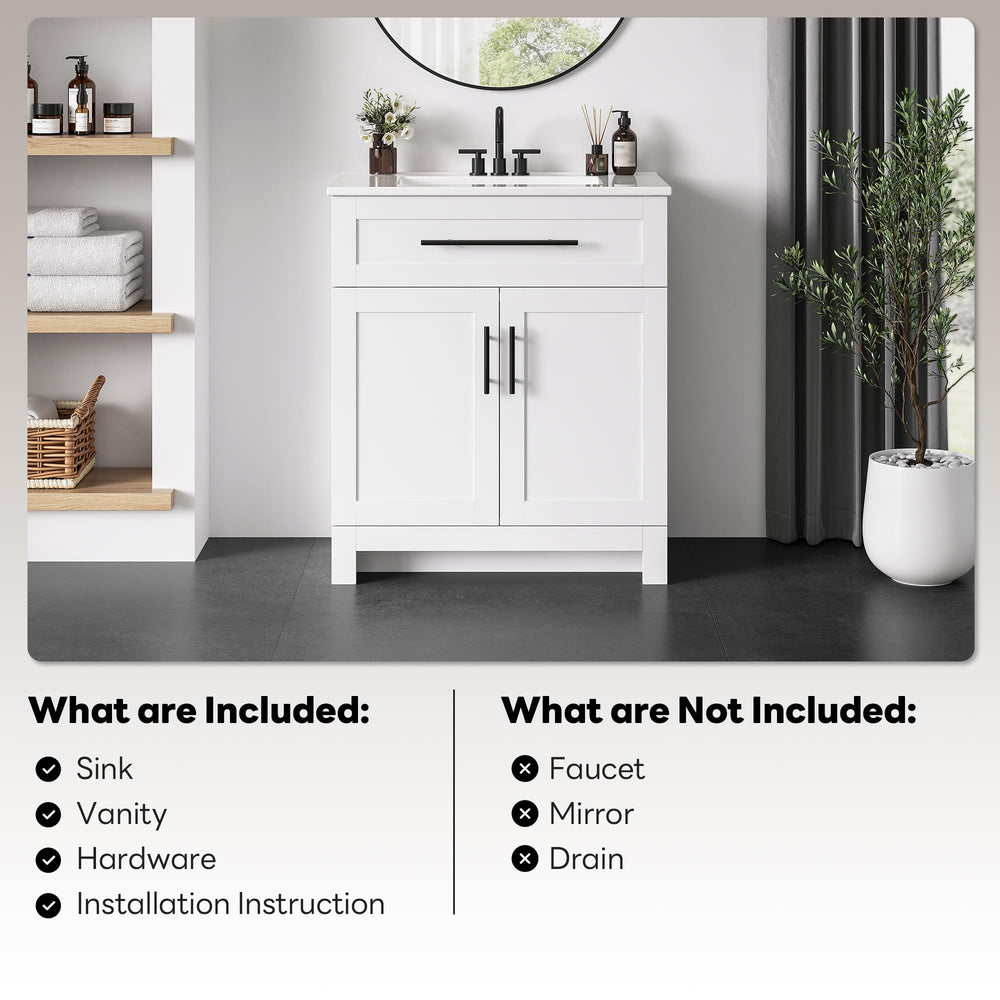 30" Freestanding Bathroom Vanity with Integrated Ceramic Sink