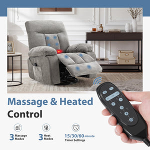 Swivel Recliner Chair with Massage, Heating & Footrest