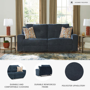 Reclining Sofa Set with Tufted Back & Pull Tab — Polyester Upholstery