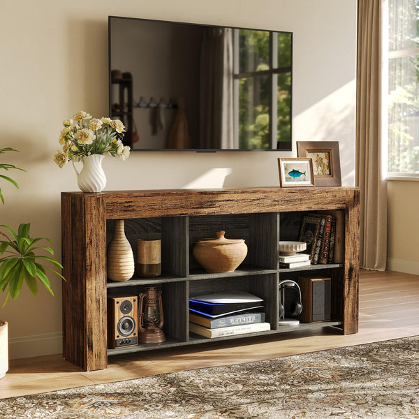 63-Inch TV Stand with Storage & Open Shelves