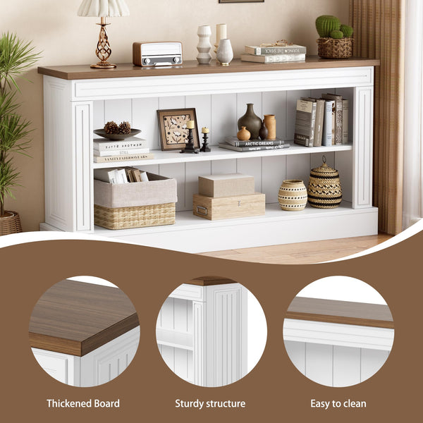 63-Inch Narrow Console Table with 3-Tier Shelves