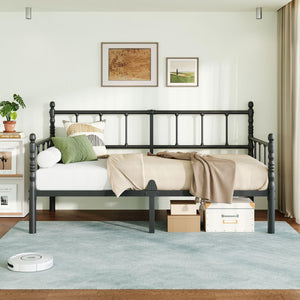 Twin Daybed Frame with Steel Slats, Metal Sofa Bed – Twin Size, Black