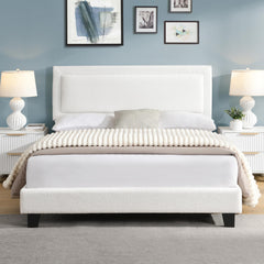 Queen & Full Platform Bed Frame with Adjustable Upholstered Headboard