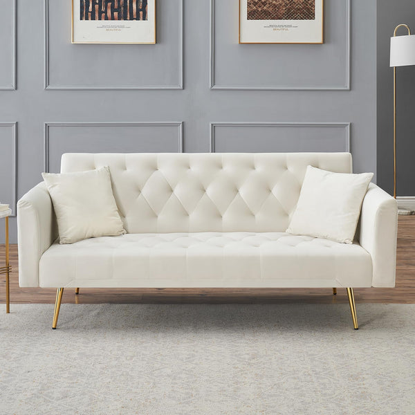 71" Convertible Velvet Sofa Bed Futon with Adjustable Backrest & Chrome Legs