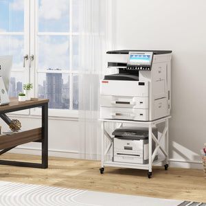 2-Tier Rolling Printer Stand with Storage Shelf