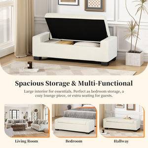 Storage Ottoman with Lid & Birch Wood Legs