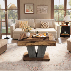 Square Coffee Table for Living Room – 31.5" Modern Cocktail Accent Table