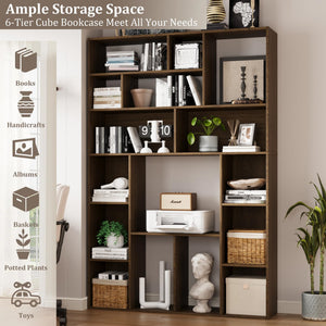 71" H Large Bookshelf Bookcase with 16 Open Cube Shelves