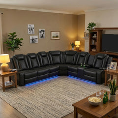 Power Reclining Sectional Sofa with LED Lights