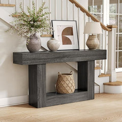 63-Inch 2-Tier Console Table | Farmhouse Sofa & Entryway Table