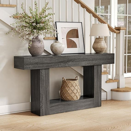 63-Inch 2-Tier Console Table | Farmhouse Sofa & Entryway Table
