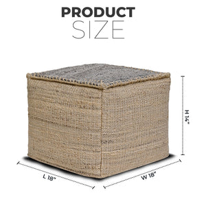 Handmade Jute Cotton Pouf Ottoman 18x18x14