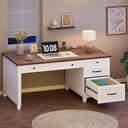 Farmhouse Executive Desk with Drawers & Charging Station