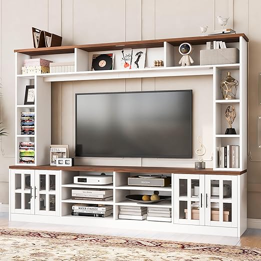 4-Piece Wall Unit Entertainment Center with Bookshelf