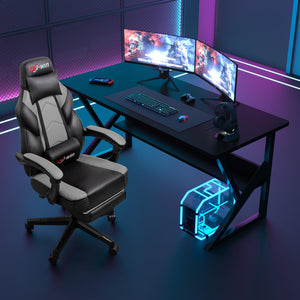 Big & Tall Gaming Chair with Footrest, Massage Lumbar Support & 360° Swivel