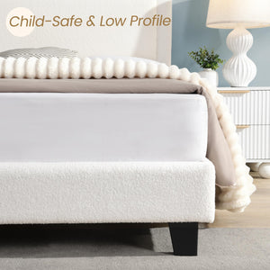 Queen & Full Platform Bed Frame with Adjustable Upholstered Headboard