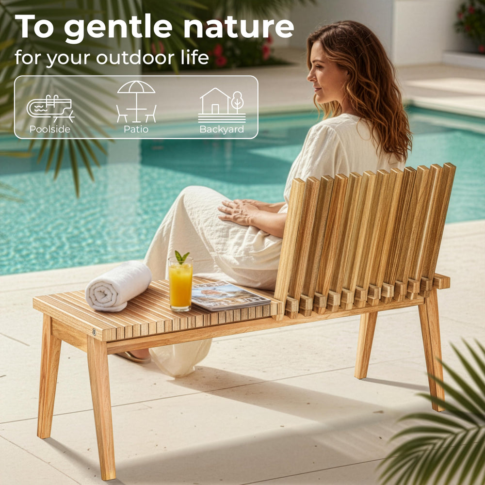 Convertible Acacia Wood Outdoor Bench