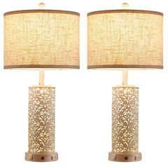 Farmhouse Touch Table Lamp with Nightlight, USB Ports & AC Outlet